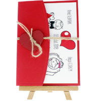 13x18 Kartpostal - A&ccedil;ık Davetiye Zarfı - 13x18-Kraft- Kırmızı Kalpli