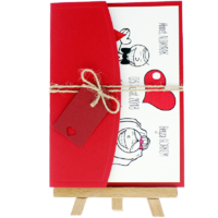 13x18 Kartpostal - A&ccedil;ık Davetiye Zarfı - 13x18-Kırmızı- İpli, Kırmızı Etiketli