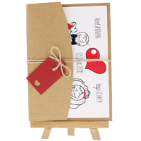 13x18 Kartpostal - A&ccedil;ık Davetiye Zarfı - 13x18-Kraft -  İpli, Kırmızı Etiketli