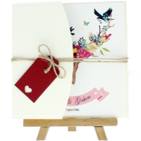 13x18 Kartpostal - A&ccedil;ık Davetiye Zarfı - 13x18-Krem-  İpli, Kırmızı Etiketli