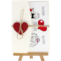 13x18 Kartpostal - A&ccedil;ık Davetiye Zarfı - 13x18-Krem- Kırmızı Kalpli