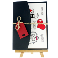 13x18 Kartpostal - A&ccedil;ık Davetiye Zarfı - 13x18-Siyah - İpli, Kırmızı Etiketli