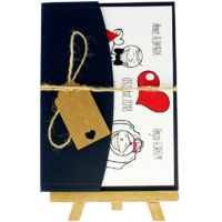 13x18 Kartpostal - A&ccedil;ık Davetiye Zarfı - 13x18-Siyah - İpli, Kraft Etiketli