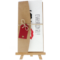 dikd&ouml;rtgen - A&ccedil;ık Davetiye Zarfı - 21x10-Kraft -  İpli, Kırmızı Etiketli