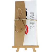 dikd&ouml;rtgen - A&ccedil;ık Davetiye Zarfı - 21x10-Kraft -  İpli, Kraft Etiketli