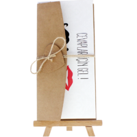 dikd&ouml;rtgen - A&ccedil;ık Davetiye Zarfı - 21x10-Kraft -  İpli, Kraft Kalpli