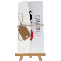 dikd&ouml;rtgen - A&ccedil;ık Davetiye Zarfı - 21x10-Krem-  İpli, Kraft Etiketli