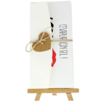 dikd&ouml;rtgen - A&ccedil;ık Davetiye Zarfı - 21x10-Krem-  İpli, Kraft Kalpli