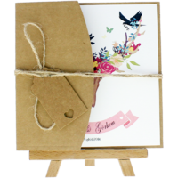 kare - A&ccedil;ık Davetiye Zarfı - Kare-Kraft -  İpli, Kraft Etiketli