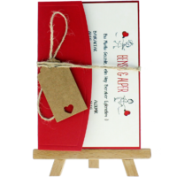 kartpostal - A&ccedil;ık Davetiye Zarfı - Kartpostal-Kırmızı- İpli, Kraft Etiketli