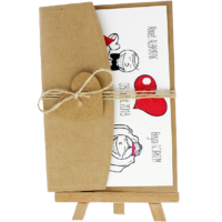 kartpostal - A&ccedil;ık Davetiye Zarfı - Kartpostal-Kraft -  İpli, Kraft Kalpli