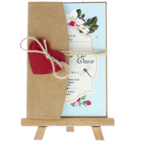 kartpostal - A&ccedil;ık Davetiye Zarfı - Kartpostal-Kraft- Kırmızı Kalpli