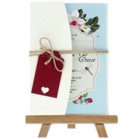 kartpostal - A&ccedil;ık Davetiye Zarfı - Kartpostal-Krem-  İpli, Kırmızı Etiketli