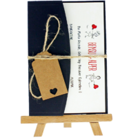 kartpostal - A&ccedil;ık Davetiye Zarfı - Kartpostal-Lacivert-  İpli, Kraft Etiketli