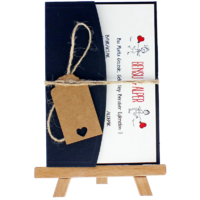 kartpostal - A&ccedil;ık Davetiye Zarfı - Kartpostal-Siyah - İpli, Kraft Etiketli