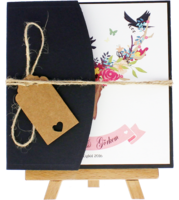 kare - Siyah Yarım Davetiye Zarfı